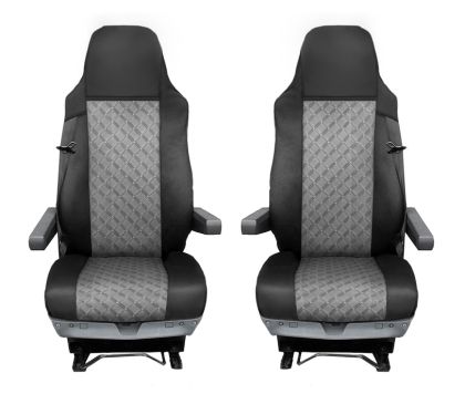 Couvre Siege pour MAN TGX 2015-2021 Camions Noir Gris Cuir LHD