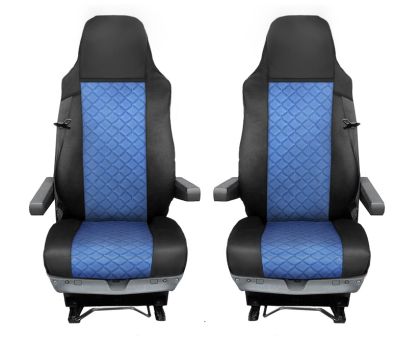 Couvre Siege pour MAN TGX 2021-2021 Camions Noir Bleu Cuir LHD