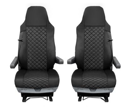 Seat covers for MAN TGX 2015-2021 Truck Black Leather LHD