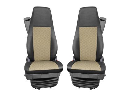 Cubre Asientos para SCANIA R 2006-2020 Camiones Negro Beige Cueros 
