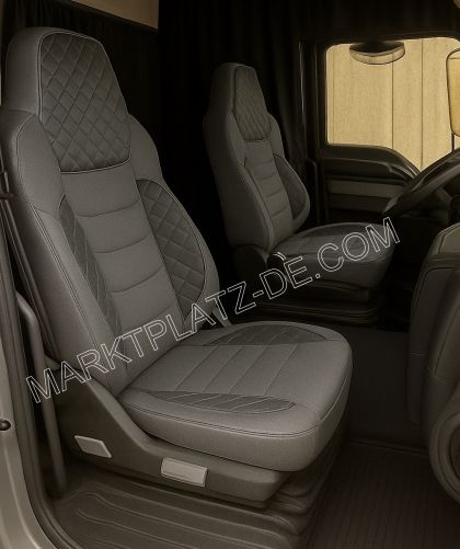 LUX Huse Scaune pentru MAN TGX TGS TGL 2021+ EURO 7 Camioane Gri Piele si Textil