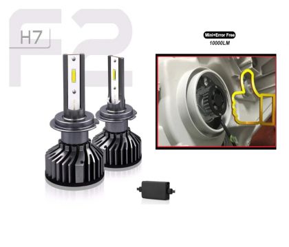 2 x LED F2 H7 12v/24V 72W 10000LM Lys Hovedlys Lyspærer Strålekaster Lampe Lastebil Bil 