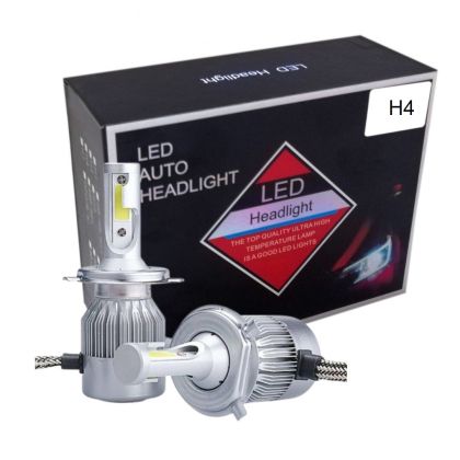 2 x COB LED H4 12V 7600LM 72W Lumini Lampa Faruri Becuri Bec Auto Camoin Moto Faza lungă/Faza scurtă