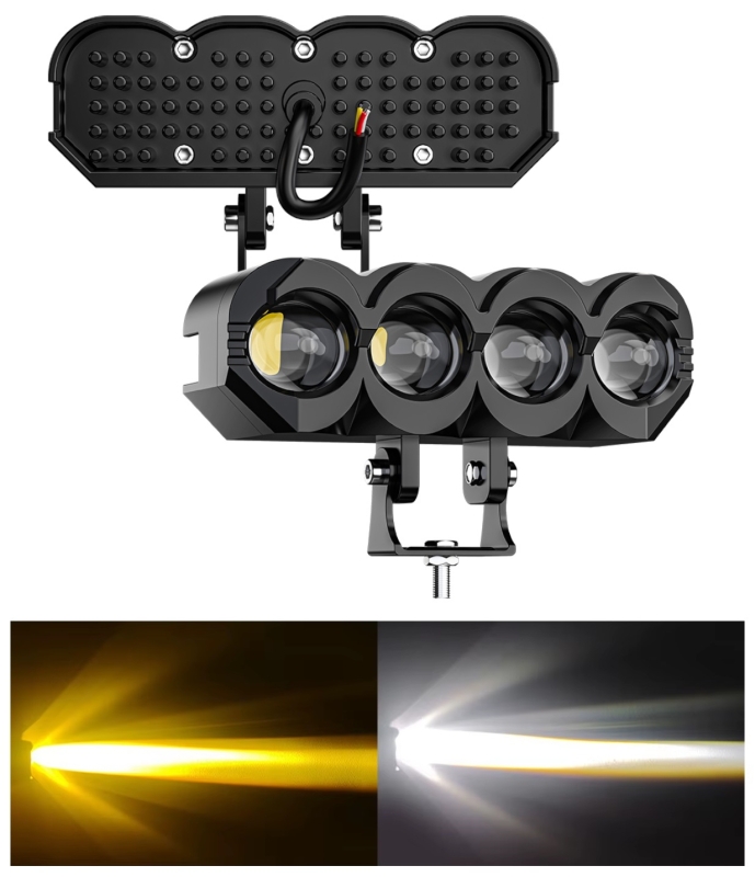 Universell 40W LED halogen arbeidslys nær/fjernlys, hvit/gul 9V - 85V for Jeep terrengsykkel motorsykkel