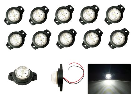 10 x LED Side Marker light Indicator Trailer Truck White 12/24v