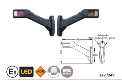 2 x  Position lights Truck marker clearance Trailer Stalk lorry Caravan E9 LED 12V 24V