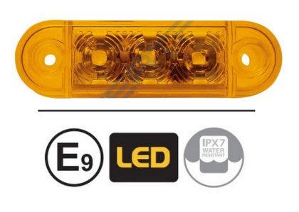 Led Feu de Gabarit Remorque Camion Caravane Ambre E9 12v 24v