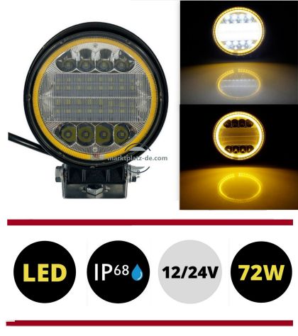 LED Runda Arbetsbelysning 72W 12V 24V