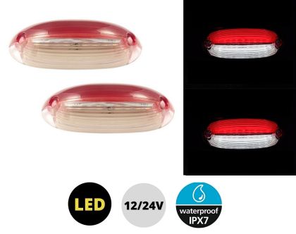 2 x 18 LED Side Clearance Marker light Indicator Trailer Truck Lorry Caravan Red/White 12/24v