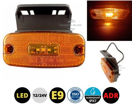 Tilhenger Campingvogn Led Markerings Lys Gul E9 ADR ISO 9001 12v 24v