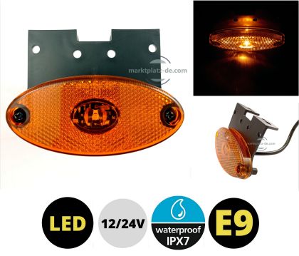 Remorque Caravane Led Feu de Gabarit Ambre E9 12v 24v