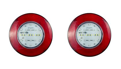 2 x Led Rear Tail Reverse Round Lights Trailer Lorry Car 12v 120mm