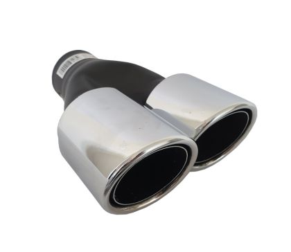 Sortie D'Echappement 255mm Noir Argent Chrome Double 