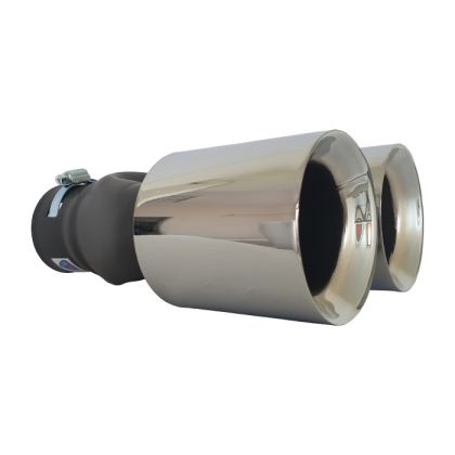 Tailpipe Exhaust 247mm Car Black Chromed Silver Double 