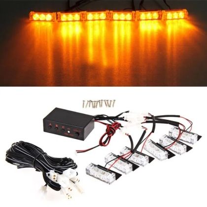 6 x 3 LED Luz de advertencia intermitente Luces Estroboscópica Camión ámbar car 12V 24V