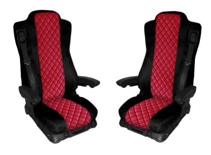 2 x Cubre Asientos para Mercedes Actros MP4 Camiones Negro Rojo Cueros