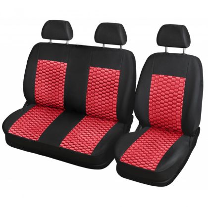 Couvre Siege pour CITROEN JUMPER van Noir Rouge Cuir Textiles