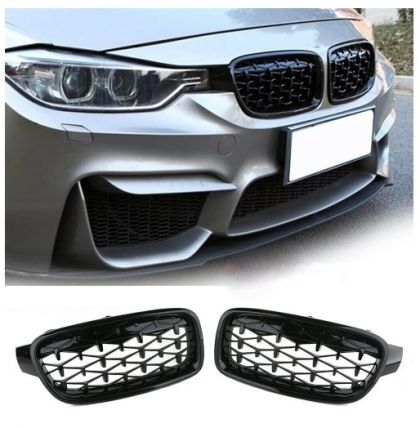 Kühlergrill für BMW F30 F31 F35 Diamond Style Niere grill Schwarz