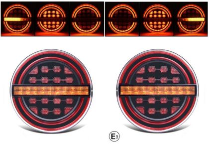 2 x Led Anhänger Lkw Pkw Rund Neon Rückleuchten Dynamic 139mm 12V 24V