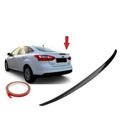 Aleron Spoiler para FORD FOCUS 3 2012-2017 Trasero Labial Tronco Ala Negro Lustroso Glanz