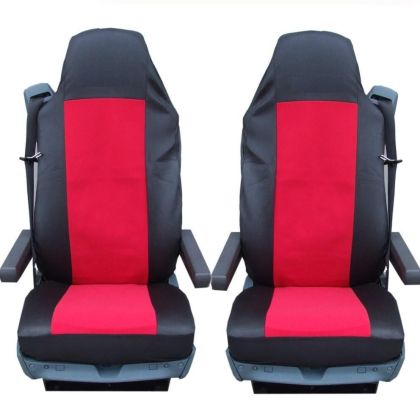 2 x Couvre Siege pour Mercedes Actros Axor Atego Camions Noir Rouge Textile