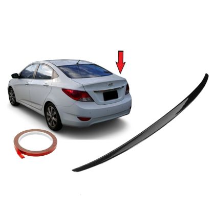 Aleron Spoiler para HYUNDAI ACCENT 2011-2018 Trasero Labial Tronco Ala Negro Lustroso Glanz