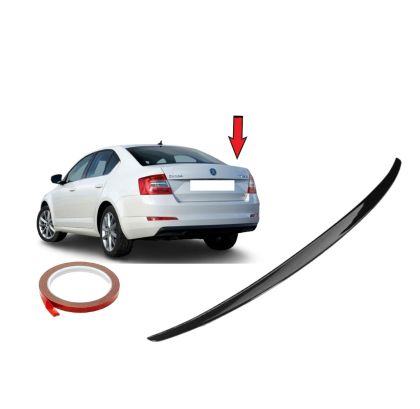Aileron Arrière pour SKODA OCTAVIA 2013-2020 Levre Becquet Brillant Noir Sport Tronc 
