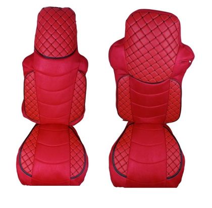 2 x Cubre Asientos para MAN TGX 2007-2015 Camiones Rojo Cueros-Textil