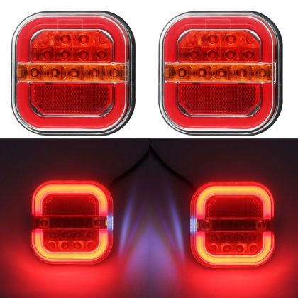 2 x LED Neon Tail Rear Trailer Truck Lorry Light 5 functions 12v 24v
