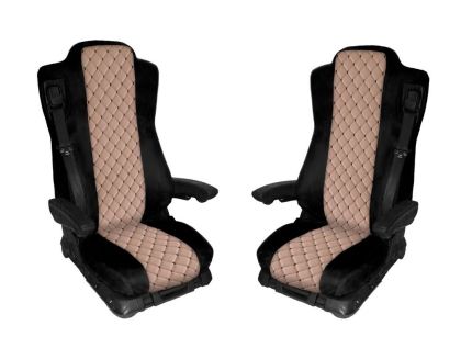 2 x Huse pentru Mercedes Actros MP4 EURO 6 2015-2021 Camioane Negru Bej Piele