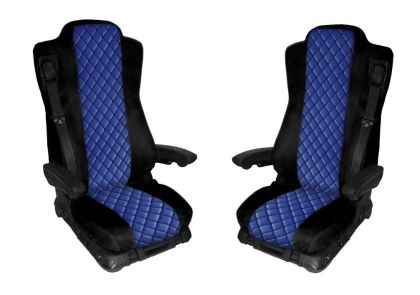 2 x Couvre Siege pour Mercedes Actros MP4 EURO 6 2015-2021 Camions Noir Bleu Cuir