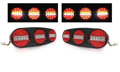 2 x Led Rear Reverce Tail Round Lights Trailer Lorry 12V 24V