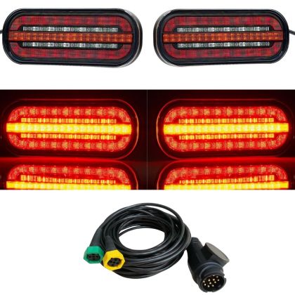 2 x LED Tail Reverse Trailer Truck Dynamic  Indicator Light with cable 12v 24v E9