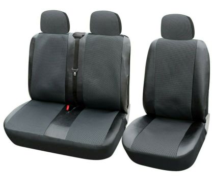 2+1 Universal Sitzbezüge für Kleinbus Lieferwagen Van Schwarz Leder Textil