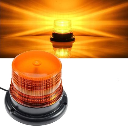 10 Led Warning Light Beacon Flashing Strobe Amber Magnetic 124mm 12V 