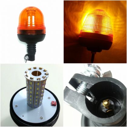 40 Led Feux Gyrophare Stroboscopique Flash Orange Lampe 126mm 12V 24V