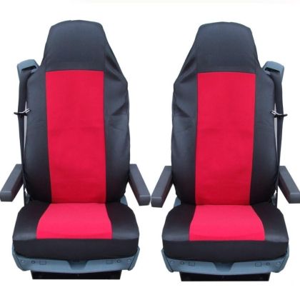 2 x Huse Scaune pentru VOLVO FL,FE,FM16,FH16,FH12 Camioane Negru Rosu Textile