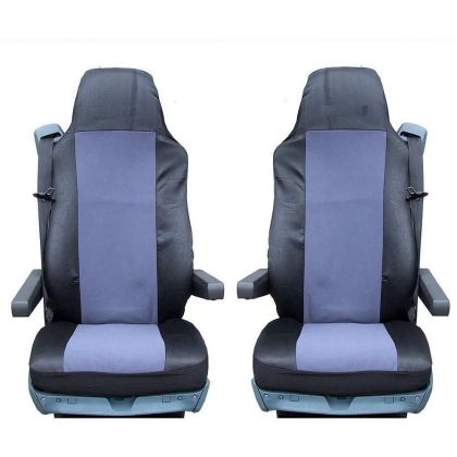 2 x Huse Scaune pentru VOLVO FL,FE,FM16,FH16,FH12 Camioane Negru Gri Textile