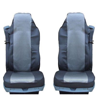 2 x Couvre Housses de Siege pour VOLVO FL,FE,FM16,FH16,FH12 Camions Noir Gris Textile Cuir
