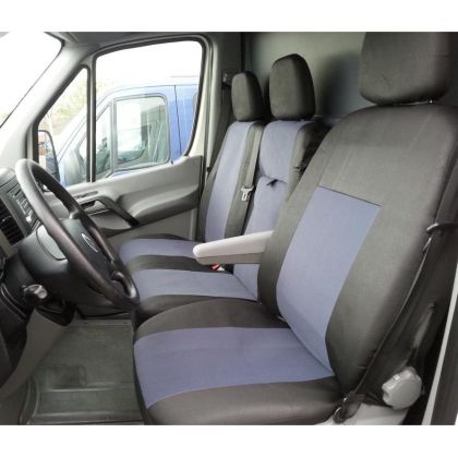 2+1 Bilklädsel för MERCEDES SPRINTER 2006-2018 Van Svart Gri Textil