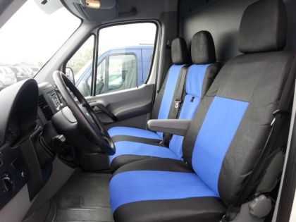 2+1 Bilklädsel för VW CRAFTER 2006-2018 Van Svart Bla Textil