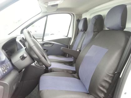 2+1 Bilklädsel för RENAULT TRAFIC 2014+ Van Svart Mörkgrå Textil