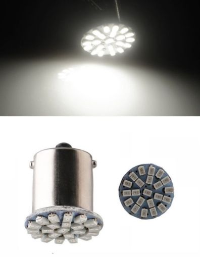 LED 22 SMD P21W BA15S 1156 Canbus 12V Ljus Lyspærer Bilstrålkastare Lampa Vit Strålekaster 