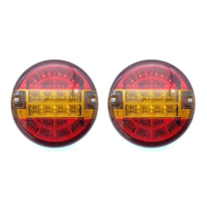 2 x Led Hamburger Diameter 14cm Baklykt til Tilhenger Campingvogn 24v