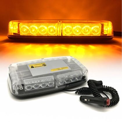 24 LED BAR Varningsljus Strobe ljus 28cm Lampa Bärnsten 12V 24V med Magnetisk 
