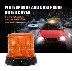 60 LED Warnleuchte Rundumleuchte Blinkleuchte Strobe Beacon Licht Orange Magnet 100mm 12V 24V E9