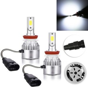 2 x Led H11 lys, hovedlys, lyspærer, strålekaster  COB 72w 7600lm