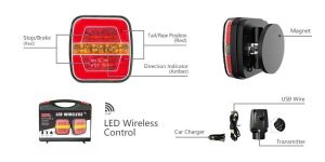 2 x Wireless Neon LED Magnet Markeringslys lastebil,Baklykt tilhenger 12v 24v