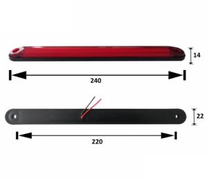 Led Neon Röd Sidomarkeringsljus Positionsljus 12V 24V E9 240mm