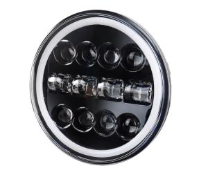 2 x LED Rund Frontlys 178mm/7inch 40W Hi/Low/DRL/Blinklys Halo Moto 12V 24V